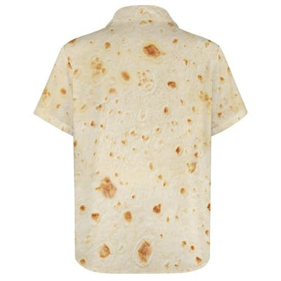 FULAOER Burrito Tortilla Pattern Men's Button Down Shirts Short Sleeve Casual Shirts Summer Beach Shirts L, Style-13-3