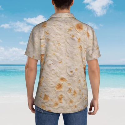 Kuilepa Tortilla Pattern Men's Casual Button-Down Shirts Hawaiian Shirt-Medium Black