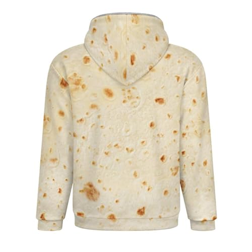 Burrito Tortilla Pattern Men's Full Zip Cardigan Casual Soft Warm Coats with Hood M