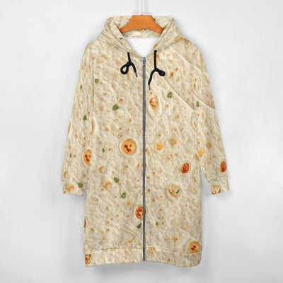Burrito Tortilla Pattern Women's Zip Up Hoodies Long Sweatshirts Casual Hoodie Jacket Coat with Pocket M