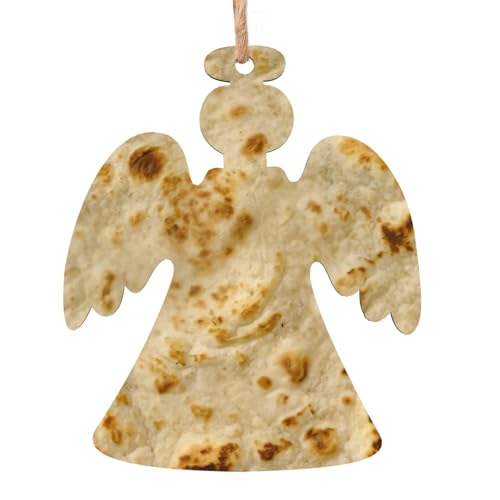 Burritos, Giant Tortilla DIY Christmas Ornaments Craft Kit for Kids,Wooden Ornaments with Pre-Printed Designs,Perfect for Holiday Art Projects Angel Shape 6 Pcs