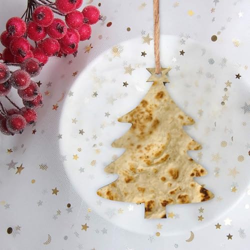 Tortilla Christmas Ornaments Craft Kit for Kids,Wooden Ornaments with Pre-Printed Designs,Perfect for Holiday Art Projects Christmas Tree Shape 6 Pcs