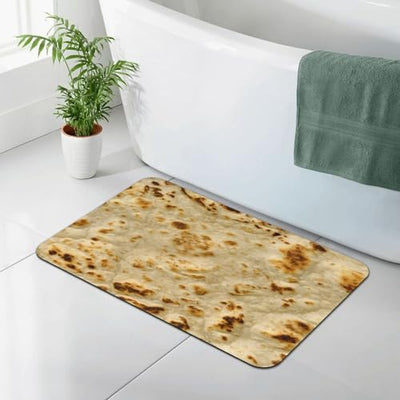 Burritos, Giant Tortilla Bathroom Carpet Mat 15.7x23.6in, Ultra Soft and Absorbent Ultra-Fine Fiber Bathroom Carpet