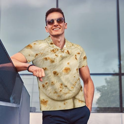 Kuilepa Mens Polo Shirts Casual Print Golf Shirts-Taco Tortillas