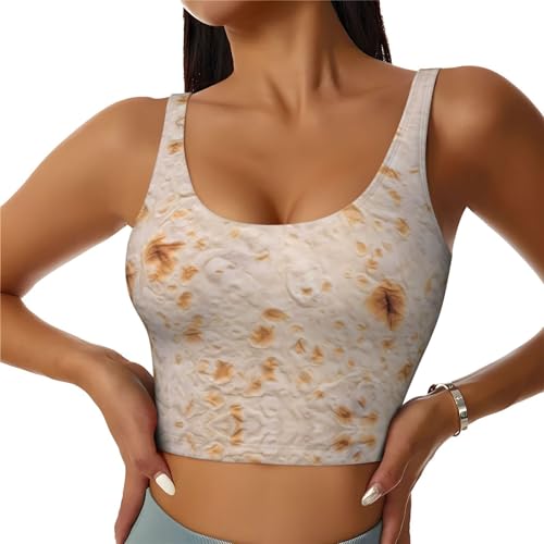 Tortilla Sports Bras for Women, Quick Dry Workout Crop Tank Tops, U Back Sports Bra Athletic Tops Black