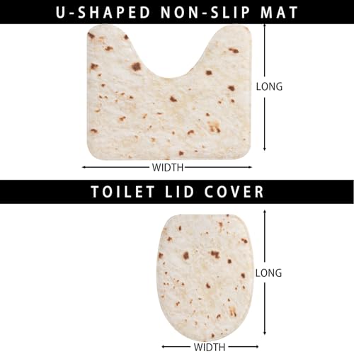 Mexican Tacos Burrito 4 Pcs Shower Curtain Set Tortilla Over Style Bathroom Set Funny Pattern Bath Decor Food Non-Slip Rugs Toilet Lid Cover Bath Mat W 84 in L 72 in H12447