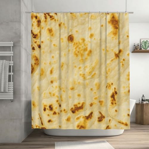 Tortilla Shower Curtain Waterproof Design Basics Bathroom Decor with Hooks 72x72 in