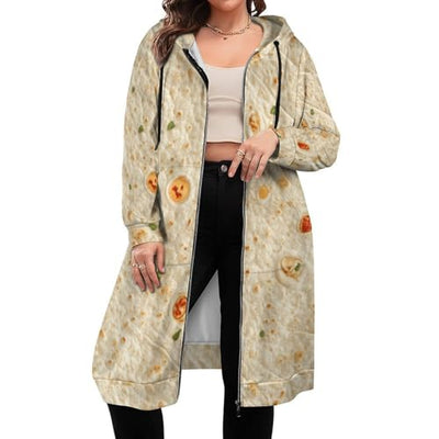 Burrito Tortilla Pattern Women's Zip Up Hoodies Long Sweatshirts Casual Hoodie Jacket Coat with Pocket M