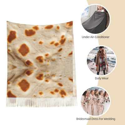 BERMEIZ Tortilla Pattern Women's Scarf Pashmina Shawls and Wraps Warm Long Scarves for Wedding Evening Party