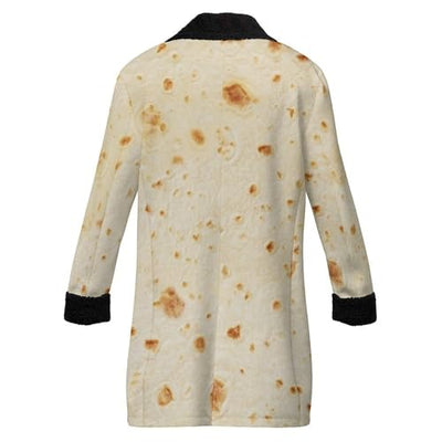 Burrito Tortilla Pattern Mens Trench Coat Double Breasted Notched Lapel Casual Windbreaker Classic Jacket L