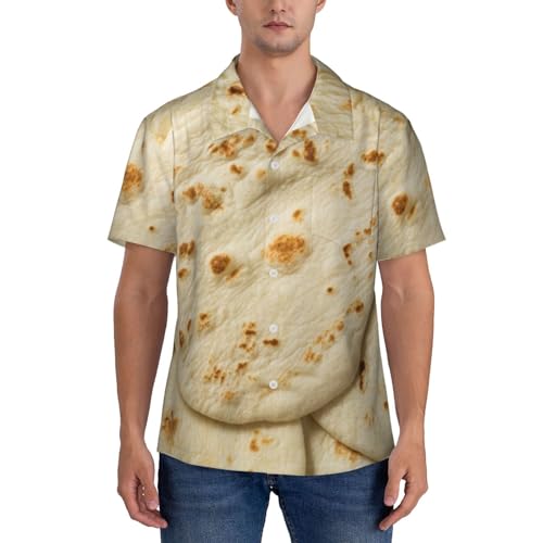 Kuilepa Taco Tortillas Pattern Men's Casual Button-Down Shirts Hawaiian Shirt Short Sleeve-Xx-Large Black