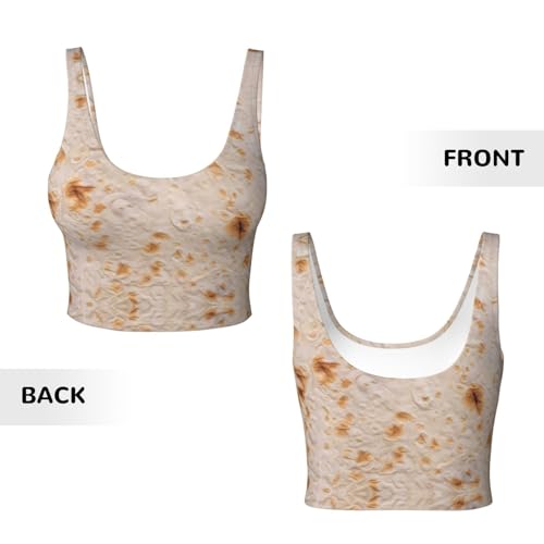 Tortilla Sports Bras for Women, Quick Dry Workout Crop Tank Tops, U Back Sports Bra Athletic Tops Black