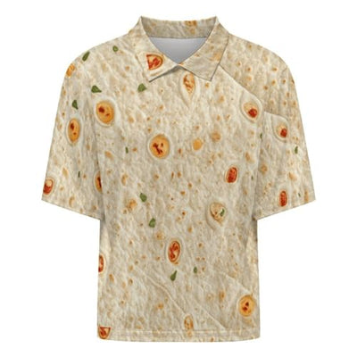 Burrito Tortilla Pattern Men's Regular-Fit Pique Polo Shirt Mid Sleeve Classic Collared Casual Summer L