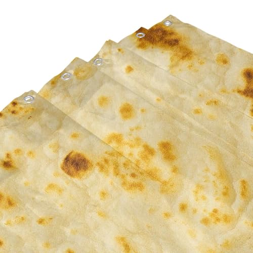 Tortilla Shower Curtain Waterproof Design Basics Bathroom Decor with Hooks 72x72 in