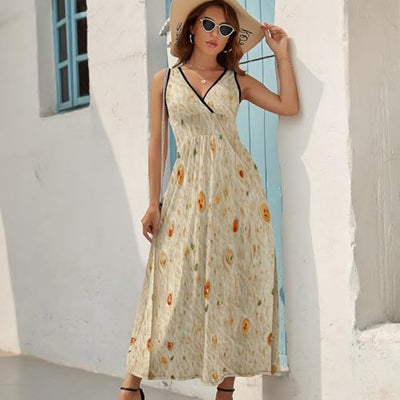 Burrito Tortilla Pattern Summer Dresses for Women Casual Beach Sleeveless Tank Loose Dresses M