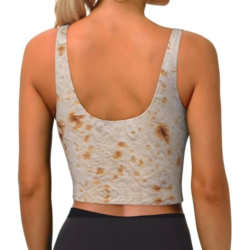 Tortilla Sports Bras for Women, Quick Dry Workout Crop Tank Tops, U Back Sports Bra Athletic Tops Black