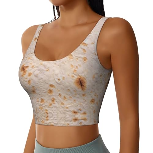 Tortilla Sports Bras for Women, Quick Dry Workout Crop Tank Tops, U Back Sports Bra Athletic Tops Black