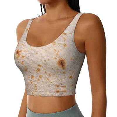 Tortilla Sports Bras for Women, Quick Dry Workout Crop Tank Tops, U Back Sports Bra Athletic Tops Black