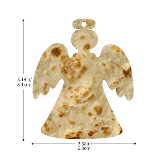 Burritos, Giant Tortilla DIY Christmas Ornaments Craft Kit for Kids,Wooden Ornaments with Pre-Printed Designs,Perfect for Holiday Art Projects Angel Shape 6 Pcs