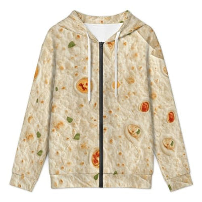 Burrito Tortilla Pattern Men's Hoodies with Zipper Lightweight Long Sleeve Casual Sweatshirts L