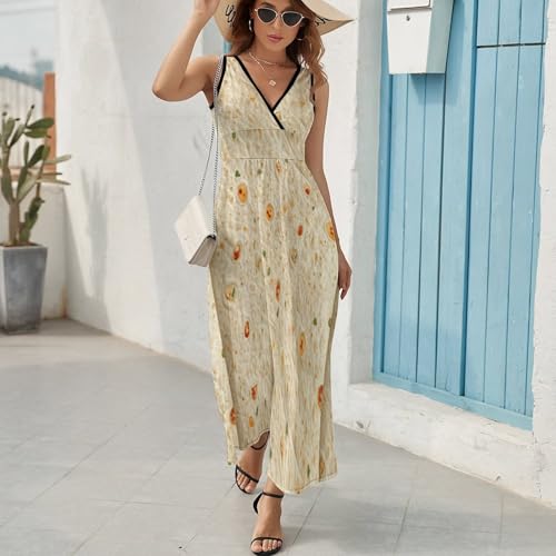 Burrito Tortilla Pattern Summer Dresses for Women Casual Beach Sleeveless Tank Loose Dresses M