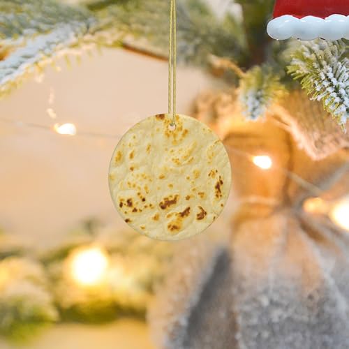 Tortilla Christmas Ornaments Ceramic Hanging Holiday Funny Decorations Xmas Gift