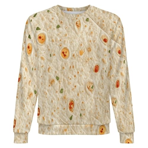 Burrito Tortilla Pattern Mens Casual Crew Neck Sweaters Long Sleeve Lightweight Pullover Sweaters XL