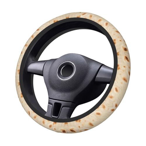 Tortilla Print Steering Wheel Cover Cute Elastic 15 Inch Universal Fit Car Accessories Non-Slip Washable Protection