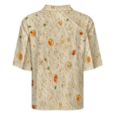 Burrito Tortilla Pattern Men's Regular-Fit Pique Polo Shirt Mid Sleeve Classic Collared Casual Summer L