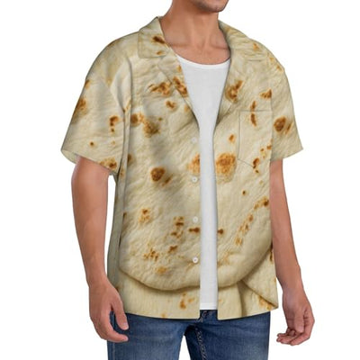 Pevtufa Men's Hawaiian Shirt for Men Short Sleeve Shirt Taco Tortillas for Summer Casual Holiday Beach Button Down T-Shirts Black