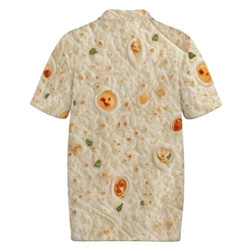 Burrito Tortilla Pattern Men's Polo Shirts Casual Short Sleeve Button Down Shirts Golf Polo Collared M