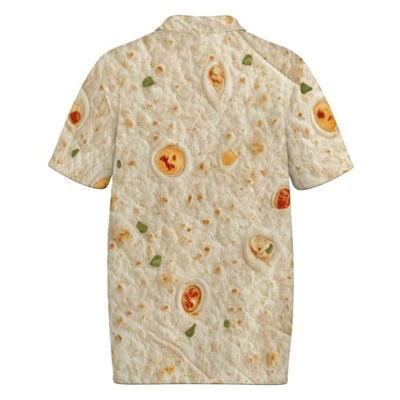 Burrito Tortilla Pattern Men's Polo Shirts Casual Short Sleeve Button Down Shirts Golf Polo Collared M