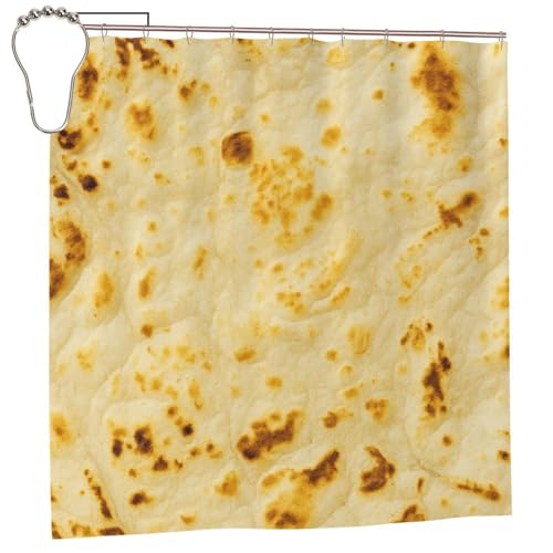 Tortilla Shower Curtain Waterproof Design Basics Bathroom Decor with Hooks 72x72 in