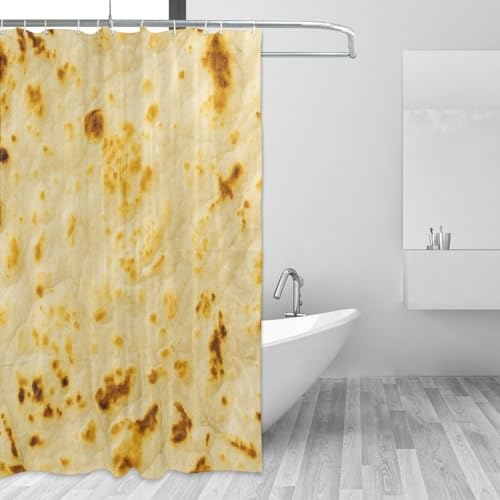 Tortilla Shower Curtain Waterproof Design Basics Bathroom Decor with Hooks 72x72 in
