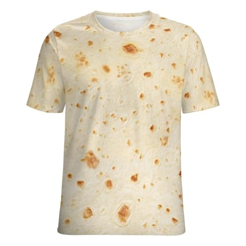 FULAOER Burrito Tortilla Pattern Men's Summer Short Sleeve Crew Neck T-Shirt Casual Sports Shirt S