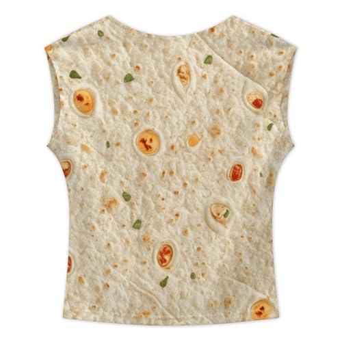 Tortilla Pattern Womens Backless Tops Open Back Shirts Summer Crop Shirts Sleeveless Casual