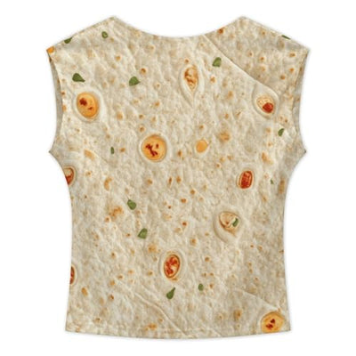 Burrito Tortilla Pattern Womens Backless Tops Open Back Shirts Summer Crop Shirts Sleeveless Casual M