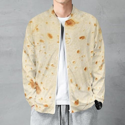 Burrito Tortilla Pattern Men's Lightweight Jacket Casual Fashion Windbreaker Zip Up Coat XL