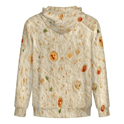 Burrito Tortilla Pattern Men's Hoodies with Zipper Lightweight Long Sleeve Casual Sweatshirts L