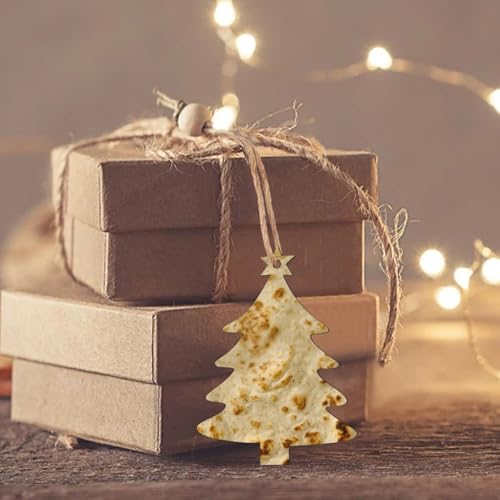 Tortilla Christmas Ornaments Craft Kit for Kids,Wooden Ornaments with Pre-Printed Designs,Perfect for Holiday Art Projects Christmas Tree Shape 6 Pcs