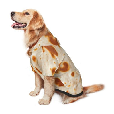 BERMEIZ Tortilla Pattern Dog Hoodie Soft and Warm Sweater with Leash Hole and Pocket Dog Winter Sweatshirt Warm Pet Clothes for Medium Large Dogs
