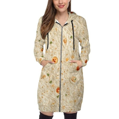 Burrito Tortilla Pattern Women's Zip Up Hoodies Long Sweatshirts Casual Hoodie Jacket Coat with Pocket M