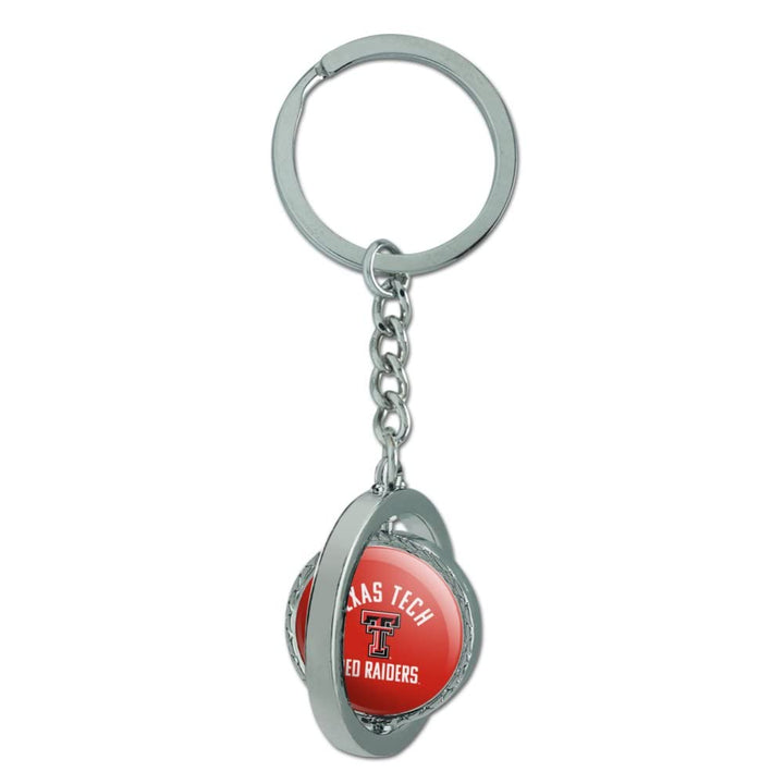 Texas Tech University Official Logo Keychain Spinning Round Chrome Plated Metal