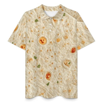 Burrito Tortilla Pattern Men's Polo Shirts Casual Short Sleeve Button Down Shirts Golf Polo Collared M