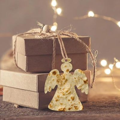 Burritos, Giant Tortilla DIY Christmas Ornaments Craft Kit for Kids,Wooden Ornaments with Pre-Printed Designs,Perfect for Holiday Art Projects Angel Shape 6 Pcs