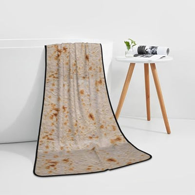 BERMEIZ Tortilla Print Bath Towel Microfiber Coral Velvet Bath Towels Highly Absorbent Soft Beach Sheet 27" x 55" Luxury Hemming Shower Towels