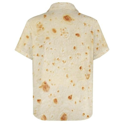 Burrito Tortilla Pattern Men's Button Down Shirts Short Sleeve Casual Summer Beach Shirt with Pocket L