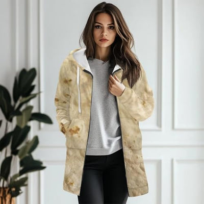 PJHEQOXE Burrito Tortilla Pattern Women's Trendy Jacket Zip Up Long Sleeve Hoodies Novel Food Streetwear Fashion Coat with Pockets Hooded Cardigan