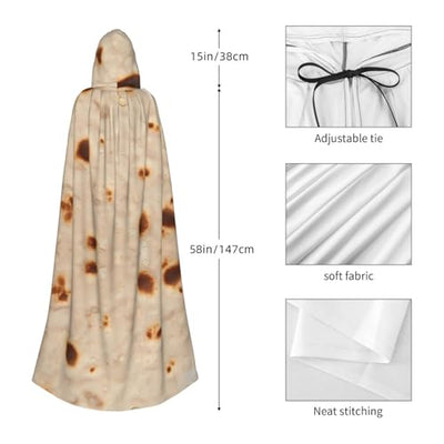 Qewfoju Tortilla Pattern Unisex Hooded Cloak Costume Cape for Halloween Vampire Witch Cosplay Wizard