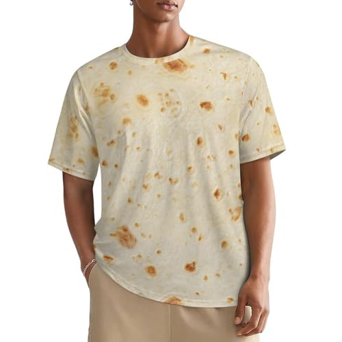 Burrito Tortilla Pattern Men's Short Sleeve Crew Neck T Shirt Summer Casual Classic Fashion XL